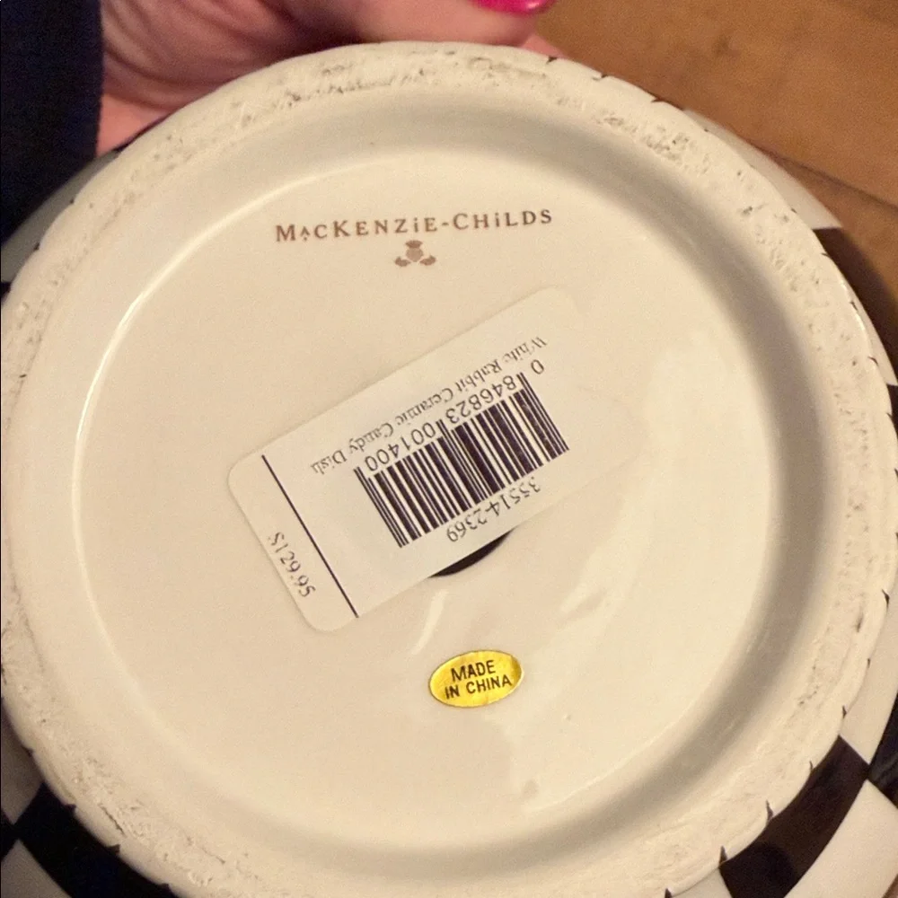 MacKenzie-Childs Black and White Checkered Rabbit Bowl - Picture 3 of 3